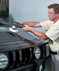 Man using Car Buffer Polisher For Detailing, 6 Inch Orbital Polisher With Variable Speed 2,500 To 6,800 OPM, 4.5 Amp AC Motor.