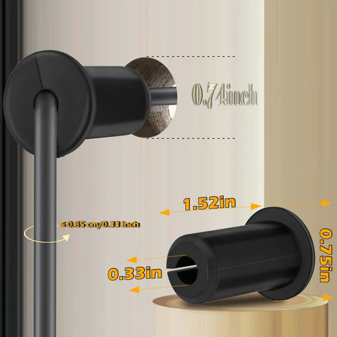 Six Pack Starlink Cable Wall Grommets Rock Solid 3/4 Inch Silicone Bushing Kit dimensions showing 0.74 inch and 1.52 inch sizes.