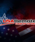 USA Remote logo with a patriotic theme featuring stars and stripes, dark blue background.