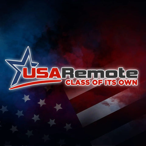 USA Remote logo with a patriotic theme featuring stars and stripes, dark blue background.