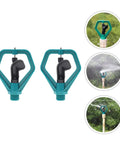Two Pack Automatic Lawn Sprinklers For Garden Irrigation System That Keeps Lawns Green On Auto Pilot, images showing setup and spray angles