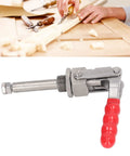 Professional Grade Beefy Horizontal Push Pull Clamp With Quick Toggle Lever For Welding Positioning Metal Work Holding, detailed view.