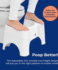 Person using Adjustable Bathroom Toilet Stool With Removable Topper Converts To 7 Inch Or 9 Inch Heights Ergonomic Toilet Stool