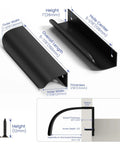 5 Inch Black Cabinet Pulls 20 Pack Edge Pulls with dimensions and installation illustration.