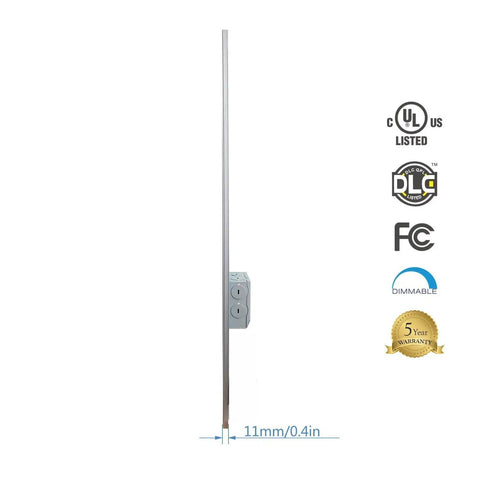 Side view of 2x2 Foot Edge-Lit LED Panel Kit, Dimmable 0-10V, 40W, 140W Equivalent, 5000K Daylight White, certificates visible