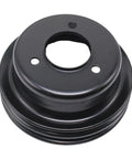 Black Two-Groove Crankshaft Pulley For Ford 289 302 V8 Engines, Beefy Dual Belt Grooves Power Transmission Pulley With High-Temp Oil-Resistant Rubber, Smooth Idling, Vibration Dampening, Easy Alignment. Black steel two-groove crankshaft pulley for Ford 289/302 V8 engines