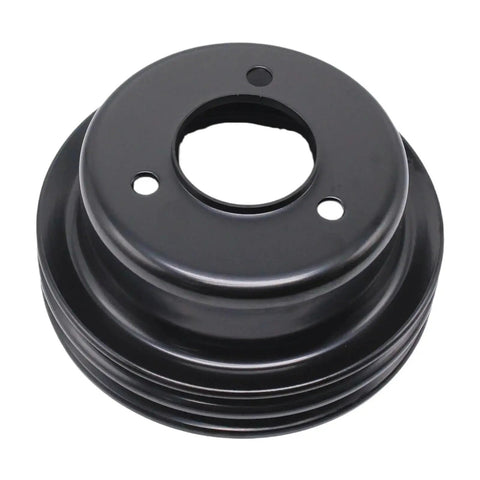 Black Two-Groove Crankshaft Pulley For Ford 289 302 V8 Engines, Beefy Dual Belt Grooves Power Transmission Pulley With High-Temp Oil-Resistant Rubber, Smooth Idling, Vibration Dampening, Easy Alignment. Black steel two-groove crankshaft pulley for Ford 289/302 V8 engines