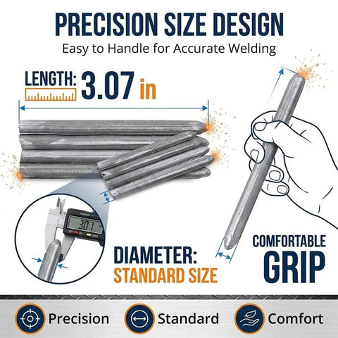 Low Temp Welding Rod Set for Aluminum, Copper, Stainless Steel and Iron – Universal, Flux-Free, Easy Melt Brazing Wires, 3.07 inches long