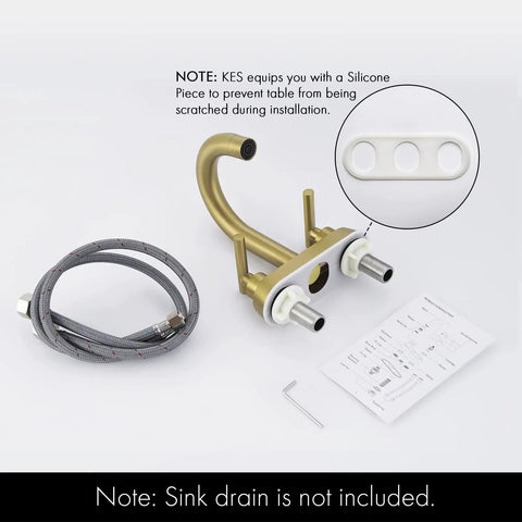 Brushed Gold Bathroom Faucet For Modern Vanities, 4-Inch Centerset Design with installation accessories, L4117LFF12-BZ