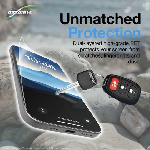 Top Tier 9H Hardness Screen Protector Compatible With Mileseey D9 Pro Laser Distance Meter Scratch Proof Flexible Film 2 Pack No Stress Work Rig Guard on phone with key.
