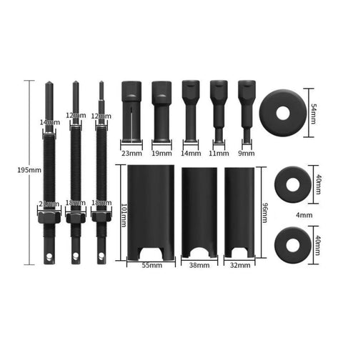 Heavy Duty Internal Bearing Puller Kit Extraction Tool 12 Pieces With Puller Rods Adapters Washers Heat Treated 45 Steel, 14-54mm