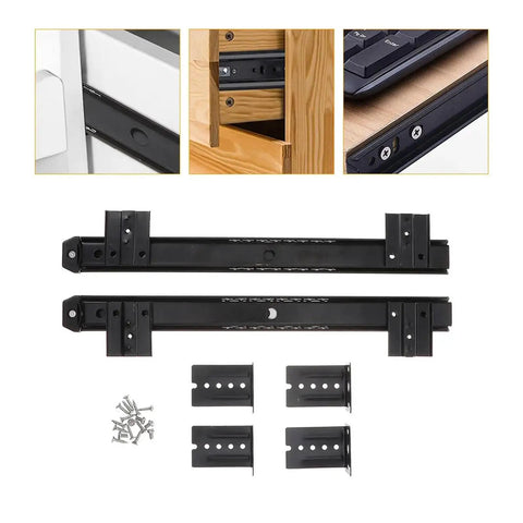 Rugged Heavy Duty Side Mounted Ball Bearing Drawer Slides One Pair Full Extension Triple Fold Cold Rolled Steel Guide Rail For Cabinetry And Pianos No Sweat Super Smooth Daily Use Replacement Parts with installation accessories.