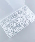 900 Piece Silicone Fender Washers Set M6 To M20 Assortment Kit With Nine Sizes Round Flat Shim Washers For Screws And Bolts Handy Storage Box Ideal For Auto Repairs And DIY Projects For Gearheads in labeled plastic organizer