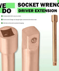 27 Piece Beryllium Copper Socket Set Featuring Three Quarter Inch Drive Ratchet And Flex Ball Joint T Handle Wrench Kit, driver extension detail.