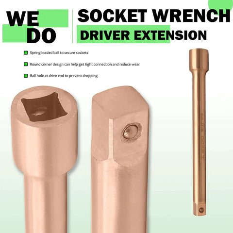 27 Piece Beryllium Copper Socket Set Featuring Three Quarter Inch Drive Ratchet And Flex Ball Joint T Handle Wrench Kit, driver extension detail.