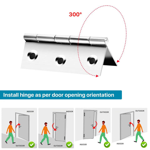 Stainless Steel 3 Inch Folding Hinges Set For Furniture Doors Windows Lids And Wooden Boxes Chest Pack Of 4 in open position