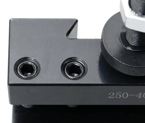 Close-up of Quick Change Tool Post Holder For 1 Inch Turning Tools, Style 1 Lathe Swing 14–20 Inches, Includes 0250-0401 steel detail