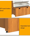Badass 5 Tier Storage Rack, Double Sided Industrial Metal Shelving Unit With Wood Finish Cabinet, showing MDF board cabinet and adjustable feet.
