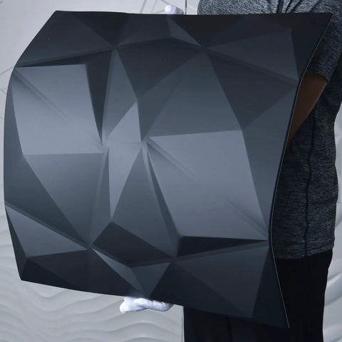 3D Leather Tile Wall Panels Black Diamond Pattern Dope Modern Decorative Soundproof Wall Art Easy Cut DIY Friendly 23.6 Inches