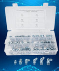 Grease Fittings Kit 110 Pcs Zinc Iron 45 Degree And 90 Degree Nipples Nozzles And Tips For Heavy Duty Machinery Bearings And Engineering Equipment For The Shop Easy Install Lubrication Nipples For Maintenance And Quick Service. Displayed in plastic case.