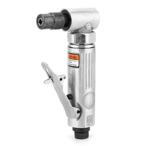 Top Shelf Pneumatic Angle Die Grinder Delivering 25000rpm High Speed Air Power For Rapid Grinding Smooth Polishing And Metal Surface Prep A Straight Up Shop Powerhouse side view with a silver finish.