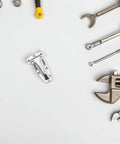 Heavy Duty Stainless Steel Swing Door Hinge For Box Trucks And Cargo Containers with tools on white background