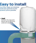 Tough As Nails Dust Collector Bag Kit With One 21 By 31 Inch By 1 Micron Upper Bag shown installed on a dust collection system.
