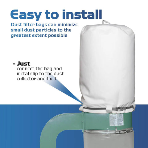 Tough As Nails Dust Collector Bag Kit With One 21 By 31 Inch By 1 Micron Upper Bag shown installed on a dust collection system.