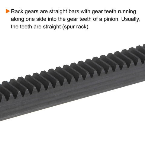 Close-up of gear teeth on Two Piece Heavy Duty 1Mod Steel Gear Rack 1000mm Long 10mm Wide 10mm Tall Straight Linear Spur Rack