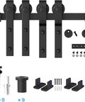 Heavy Duty Carbon Steel Sliding Barn Door Track Hardware Kit With Ceiling Mount, Black Powder Coated, Rust Proof And Fire Resistant.