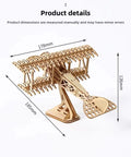 Adult 3D Wooden Jigsaw Puzzle Kit For DIY Craft Fans model of wooden biplane with detailed dimensions displayed.