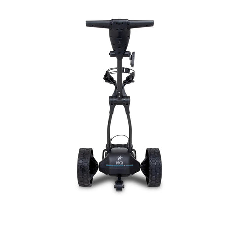 Front view of Remote Control Electric Golf Cart With All Terrain Drive And 36 Hole Lithium Battery, Lightweight Plastic Body, Black.