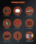 Packaging contents of Compact 3 Inch Orbital Polisher With 10mm Orbit 780W Variable Speed Dual Action Ergonomic Grip Includes Polishing Pads Sanding Discs And Pad Conditioning Brush For Quick Easy Detailing