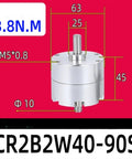 Heavy Duty Blade Type Rotary Actuator With A Rock Solid Single Vane Double Shaft Setup For Straight Up Reliable Pneumatic Rotation On Any Demanding Shop Floor, shown with dimensions.
