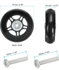 70x19mm Luggage Replacement Wheels Set Of 2 In PU Swivel Caster For Trolley Suitcase Repair Kit With Screws And Washers