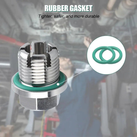 Heavy Duty Oversize Piggyback Oil Drain Plug Kit For M14.1-1.5 x 15mm Stainless Steel Oil Pan Thread Repair with rubber gasket