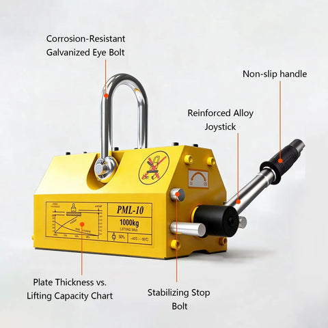 Heavy Duty Permanent Magnetic Lifter And 11000 Lbs Industrial Lifting Magnet For Workshop And Overhead Cranes with joystick and eye bolt