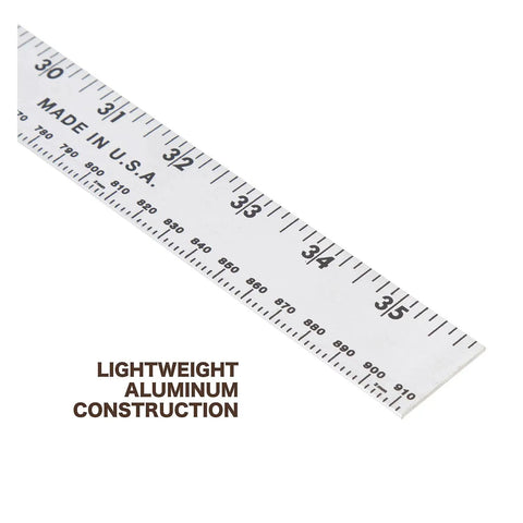36 Inch Aluminum Yard Stick With Precision Straight Edge Clear Thermo Bonded Graduations In SAE And Metric Conversion Table Included