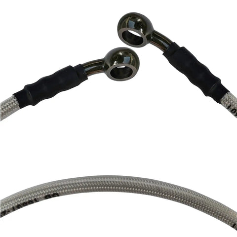 Close-up of Beefy Braided Hydraulic Brake Line with 10mm Banjo Ends M10 Universal Fit for Dirt Bike ATV 80cm Heavy Duty Hose