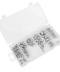 Open case displaying All In One 70 Piece SAE Grease Fittings Kit Zinc Plated Steel Zerk Fittings Assortment with 1/4 and 1/8 inch fittings