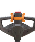 Heavy Duty Black Handle Rudder For Electric Pallet Jack Tiller Head Assy Upgrade, close-up view of control handles and button.