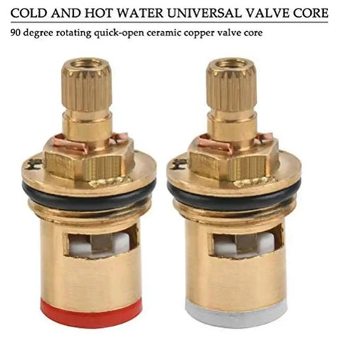 Upgrade Your Sink With This Hot Cold Faucet Tap Handle Knob Conversion Kit, Featuring Durable Copper Valve Reviver Heads For Easy 1/2 Inch Thread Replacement And Fresh Basin Washer Fixes That Fix Leaks Like Magic. Two copper 1/2 inch faucet valve cores, hot and cold replacement parts