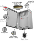 Badass Wall Mount EV Charger Cover And Outdoor Lock Box With Hardened Steel Shell showing outer door, lock, and drainage channel.