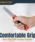 Heavy-Duty Backer Board Scoring Knife with Dual Tungsten Carbide Blades and Ergonomic Non-Slip Grip in hand