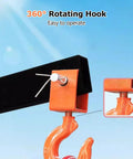 Heavy Duty Steel Adjustable Manhole Cover Hoist With 400 Lb Lift Capacity Ergonomic Handle 360 Degree Rotating Hook close-up of hook mechanism.