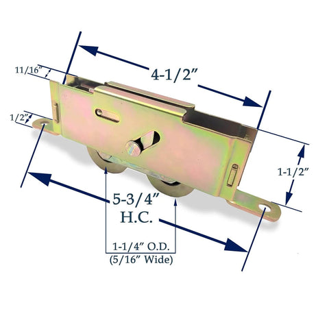 Heavy Duty Sliding Patio Door Tandem Roller Assembly For Glass Doors, 1-1/4 Inch Steel Ball Bearing Rollers For Smooth Glide