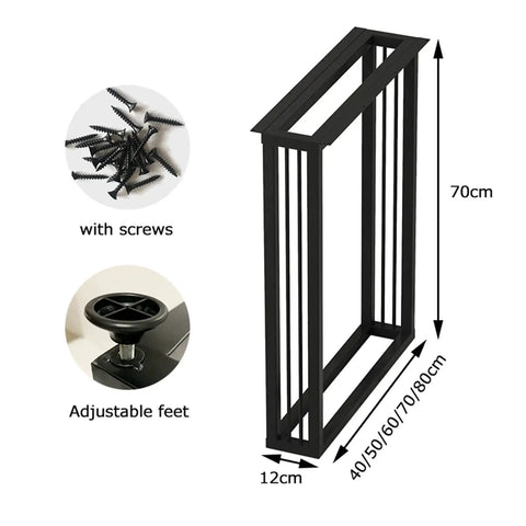 Modern Industrial Heavy Duty Metal Table Legs Built Like A Tank For Office Desk Dining Table Replacement Coffee Table Feet with adjustable feet and screws, 70cm tall.