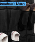 Heavy Duty Over The Door Shoe Organizer With 24 Roomy Pockets, breathable mesh pockets displaying various footwear.