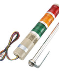 Industrial Signal Light Tower Stack Light LTA 502TJ 24VDC Continuous Light With Built In Buzzer showing red, green, yellow LED lights