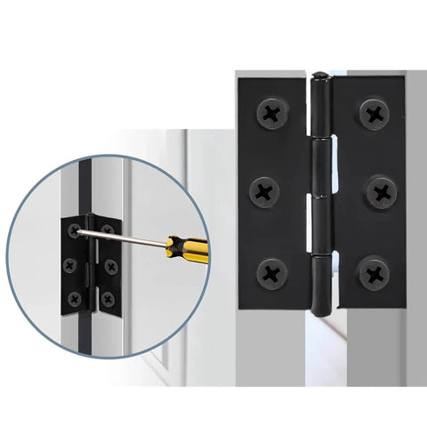 Black Stainless Steel Cabinet And Drawer Butt Hinges With Screws 45mm By 31mm 1mm Plate Flat Folding Hinge Set for Dry Indoor Use
